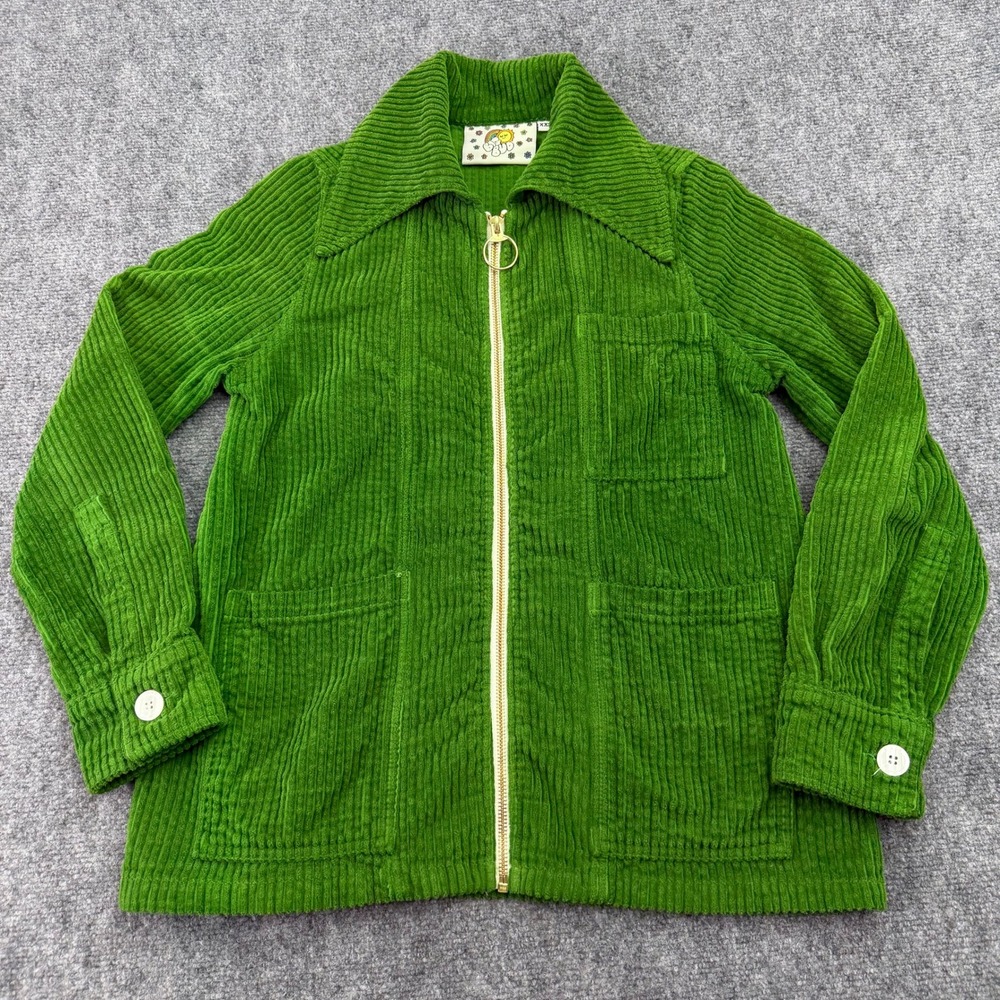 Big Bud Press Jacket Womens XXS Green Corduroy Ring Full Zip Made in LA